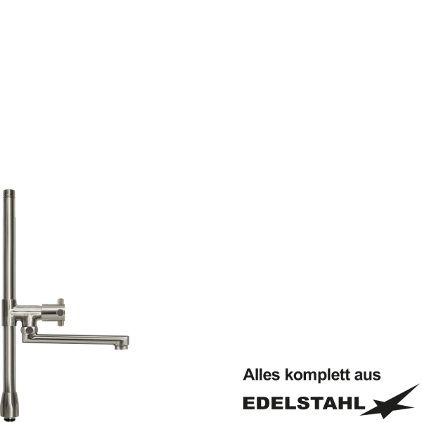 Standrohr-Baugruppe W mit Adapter, Ventil, Auslauf unten VA L350 mm