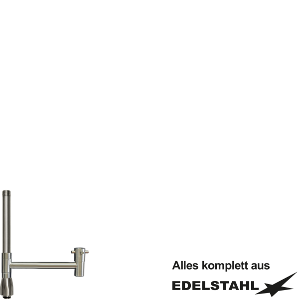 Standrohr-Baugruppe L mit Adapter, Ventil, Auslauf gerade VA L200 mm