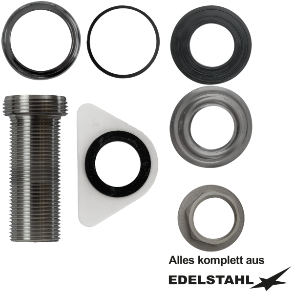 Stutzen-Set mit Rosette 1" x 5/4" Edelstahl