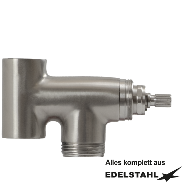 Ventilkörper V2A zu Rohr A50 2x 1/2" IG mit Fettkammer-Oberteil