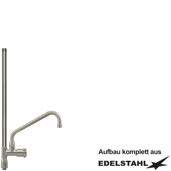 Standrohr-Baugruppe E mit Adapter, Ventil, Auslauf oben VA L300 mm
