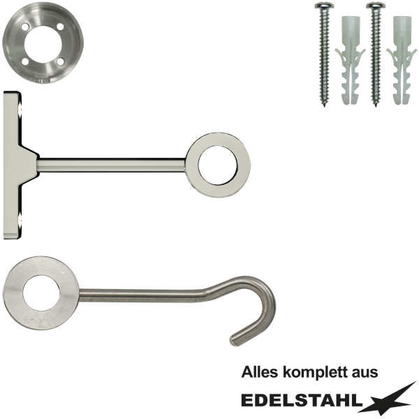 profi Federhalter, 1 Stangen-Wandhalter, Brausehaken V2A Set