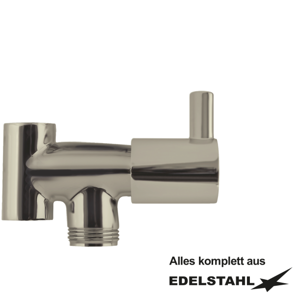 Zuschaltventil mit T-Stück A45mm 2x 1/2" IG + 3/4" AG VA mit keramischen Oberteil