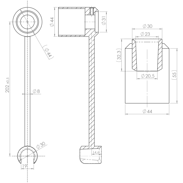 Federhalter mit Brausehalter einteilg.