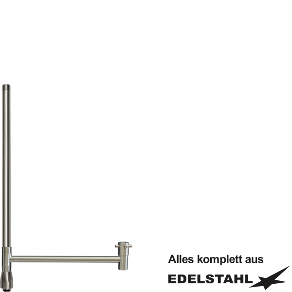 Standrohr-Baugruppe E mit Adapter, Ventil, Auslauf gerade VA L450 mm