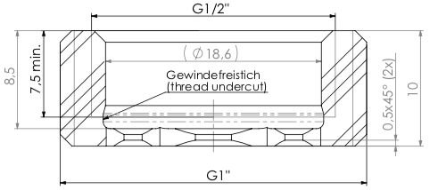 Gewindenippel 1/2 IG x 3/4" AG x 10mm VA