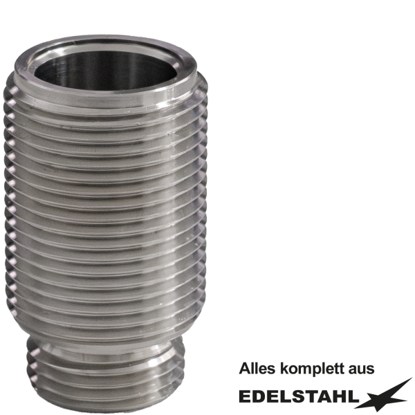 Gewindestutzen 3/4" x 1/2" Abgangsgewinde L 40mm Edelstahl