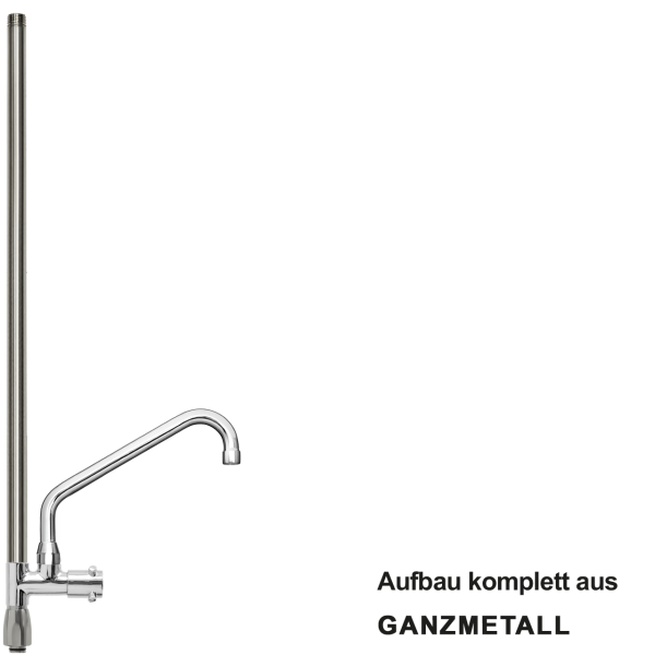 Standrohr-Baugruppe C mit Adapter, Ventil, Auslauf oben VA L300 mm