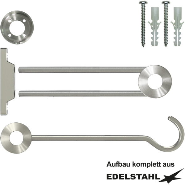 profi Federhalter, 2 Stangen-Wandhalter, Brausehaken V2A Set