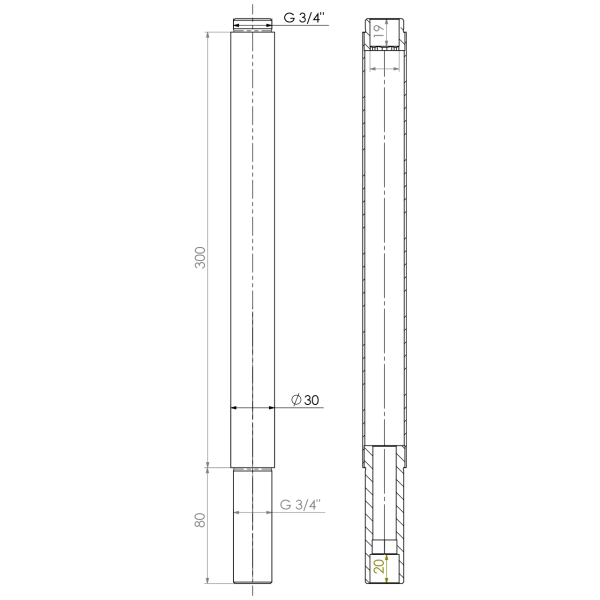 Standfuss L 300 gerade Rohr Ø 30 mm