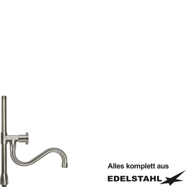 Standrohr-Baugruppe K mit Adapter, Ventil, Auslauf unten VA L300 mm