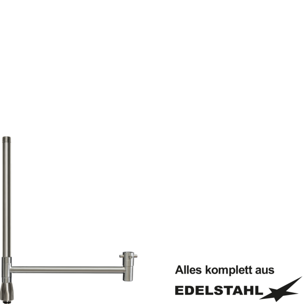 Standrohr-Baugruppe W mit Adapter, Ventil, Auslauf gerade VA L350 mm