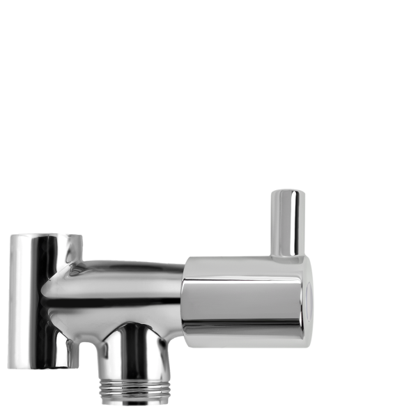 Zuschaltventil mit T-Stück A45mm 2x 1/2" IG + 3/4" AG verchromt mit Fettkammer-Oberteil