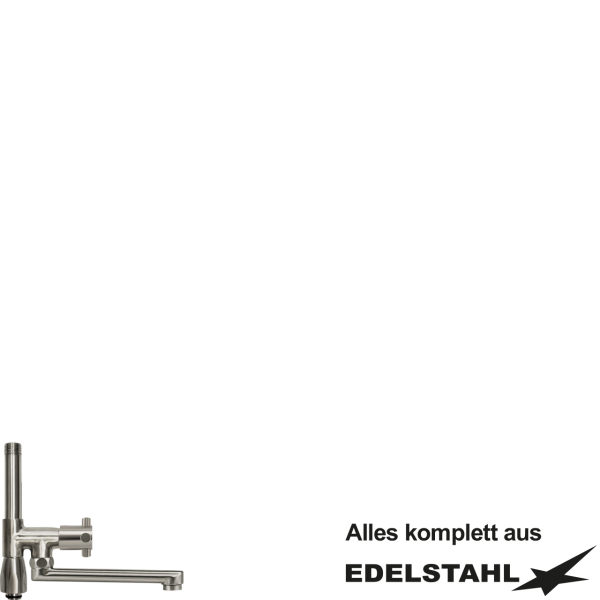 Standrohr-Baugruppe N mit Adapter, Ventil, Auslauf unten VA L150 mm