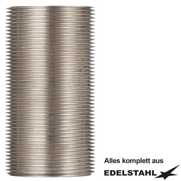 Stutzen 1 1/4" Einschraubgewinde L 80mm VA