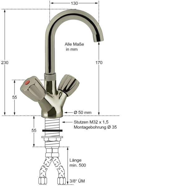 classic Einlochbatterie 1/2" ND