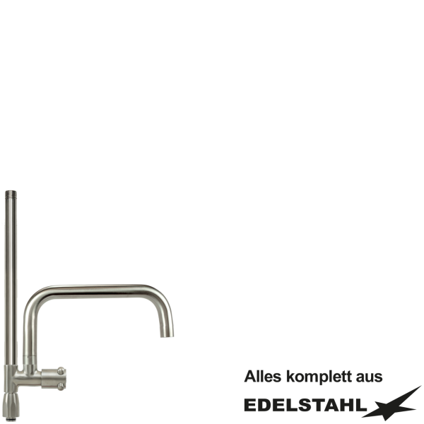 Standrohr-Baugruppe W mit Adapter, Ventil, Auslauf oben VA L350 mm
