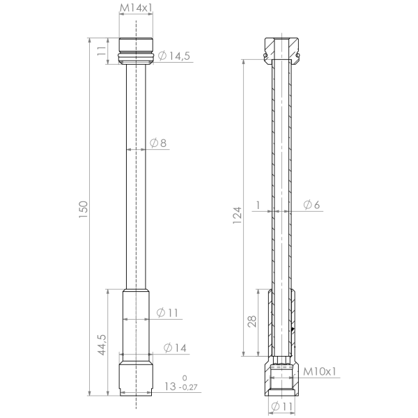 CU-Rohr 8x1 L15 cm M10xM14 IGxAG