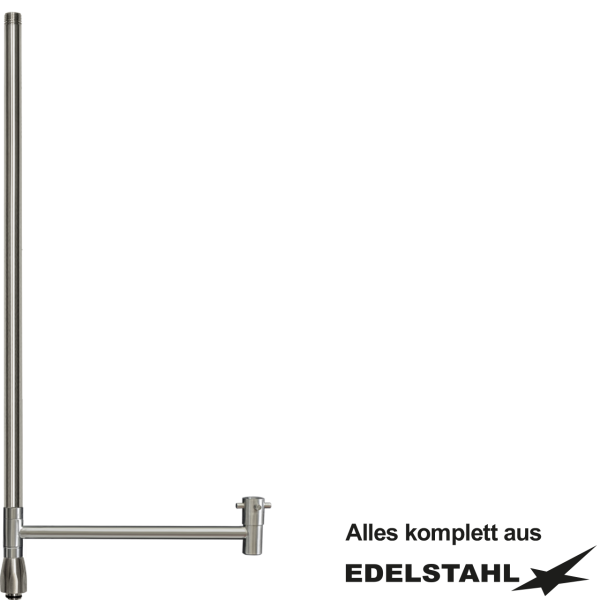 Standrohr-Baugruppe C mit Adapter, Ventil, Auslauf gerade VA L650 mm