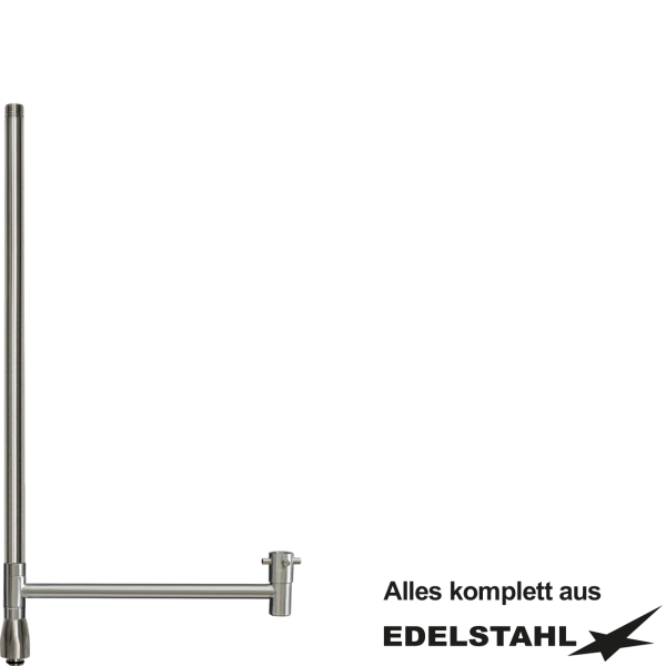 Standrohr-Baugruppe F mit Adapter, Ventil, Auslauf gerade VA L550 mm