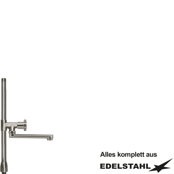 Standrohr-Baugruppe F mit Adapter, Ventil, Auslauf gerade VA L350 mm