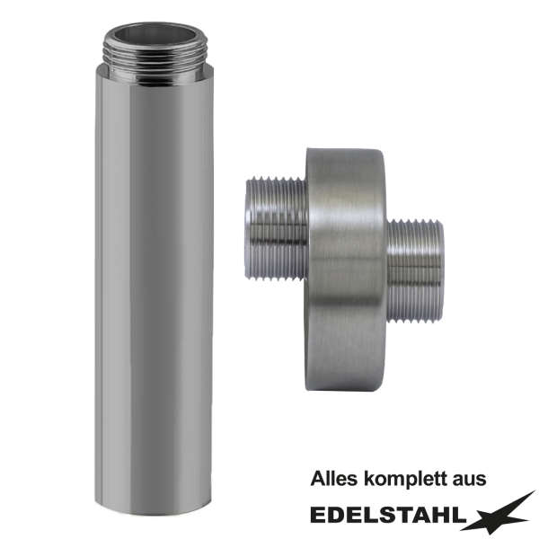 Set Wand-S-Anschluss 3/4" x 3/4" + Auslauf-Erhöhung 3/4" x 3/4" 80 mm IG x AG VA