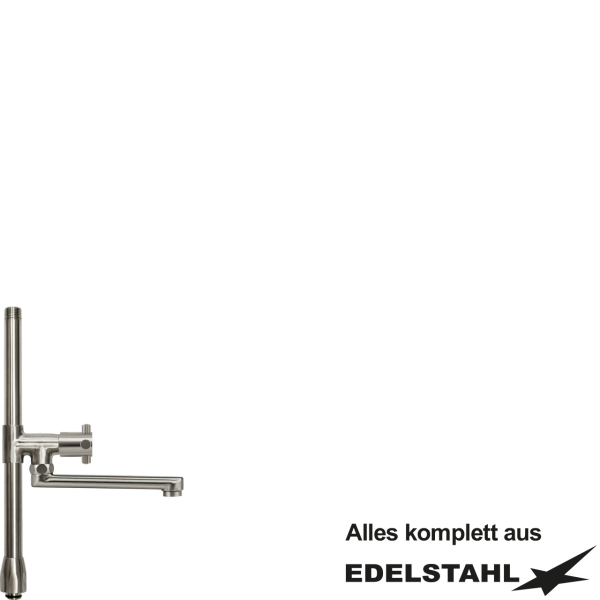 Standrohr-Baugruppe K mit Adapter, Ventil, Auslauf unten VA L300 mm