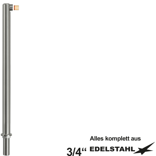 Winkel-Standfuss 90° L 450 mm 3/4" VA gebürstet m. RV