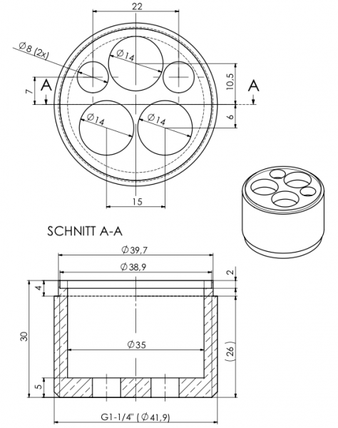 Adapter für Hebel-ELB auf Säule 1 1/4"