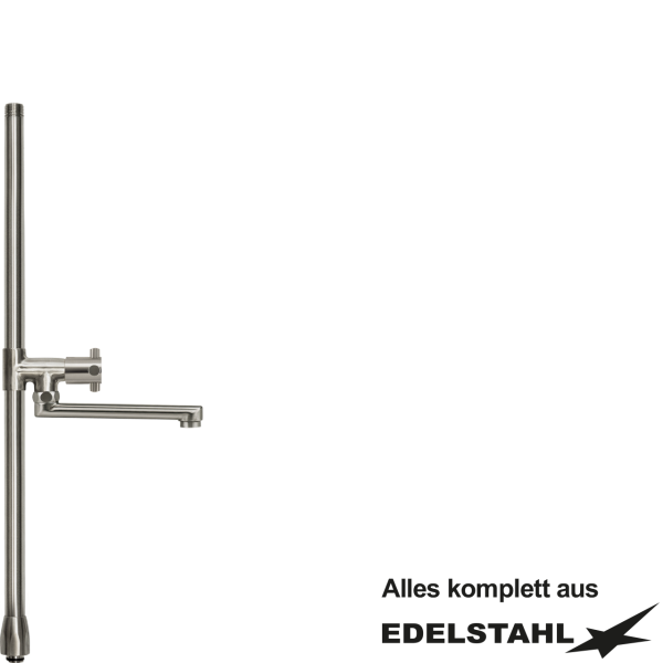Standrohr-Baugruppe F mit Adapter, Ventil, Auslauf unten VA L550 mm