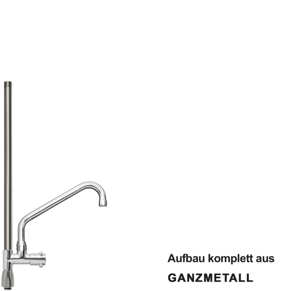 Standrohr-Baugruppe E mit Adapter, Ventil, Auslauf oben VA L300 mm