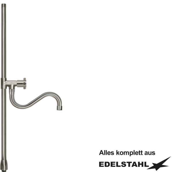 Standrohr-Baugruppe C mit Adapter, Ventil, Auslauf unten VA L650 mm