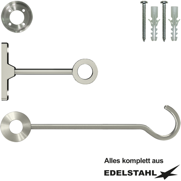 profi Federhalter, 1 Stangen-Wandhalter, Brausehaken VA Set