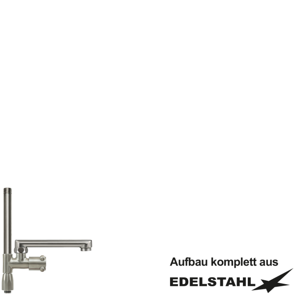 Standrohr-Baugruppe L mit Adapter, Ventil, Auslauf oben VA L200 mm