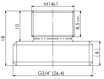 Gewindenippel M14 AG x 3/4" AG chrom