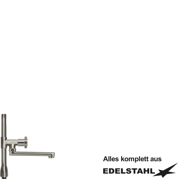 Standrohr-Baugruppe N mit Adapter, Ventil, Auslauf unten VA L200 mm