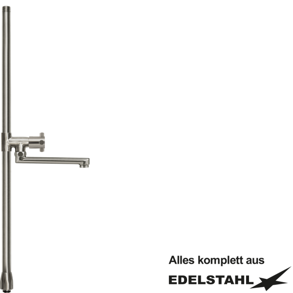 Standrohr-Baugruppe C mit Adapter, Ventil, Auslauf unten VA L650 mm