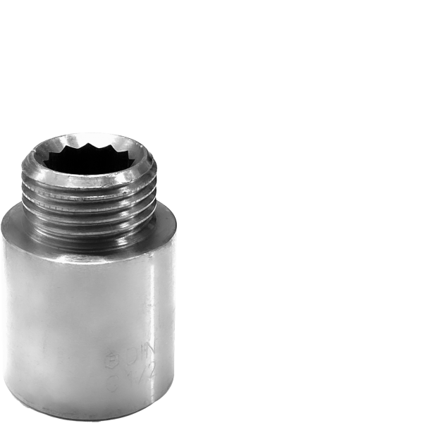 Verlängerung Innen-Sechskant 1/2" x 25 mm IG x AG DN15 Messing chrom
