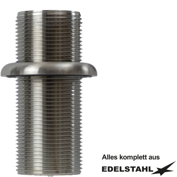 Stutzen 1 1/4" Einschraubgewinde L 80mm mit Rosette VA