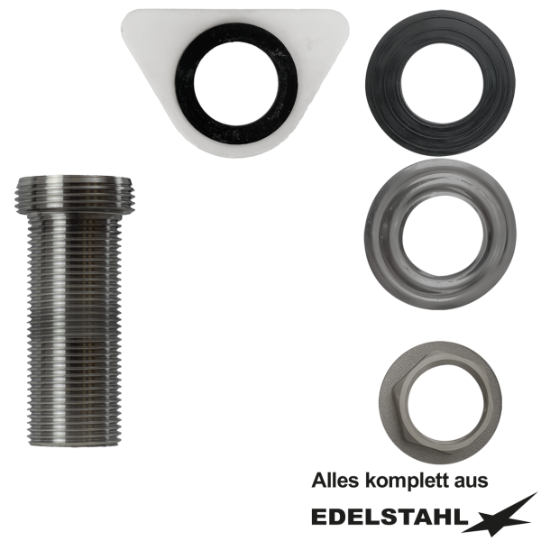 Stutzen-Set ohne Rosette 1" x 5/4" Edelstahl