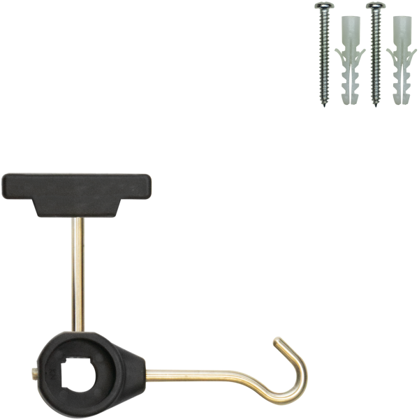 Federhalter, Wandhalter und Brausehaken-Kombi in schwarz L120 mm PA6630GF VA M8x5 Schraube