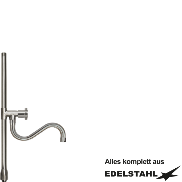 Standrohr-Baugruppe E mit Adapter, Ventil, Auslauf unten VA L450 mm