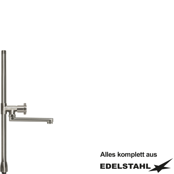 Standrohr-Baugruppe E mit Adapter, Ventil, Auslauf unten VA L450 mm