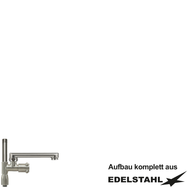 Standrohr-Baugruppe N mit Adapter, Ventil, Auslauf oben VA L150 mm