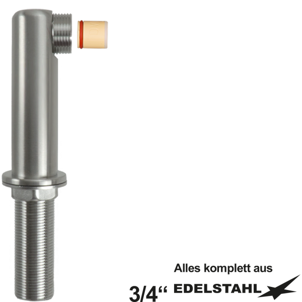 Winkel-Standfuss 90° L 100 mm 3/4" x 3/4" VA gebürstet m. RV