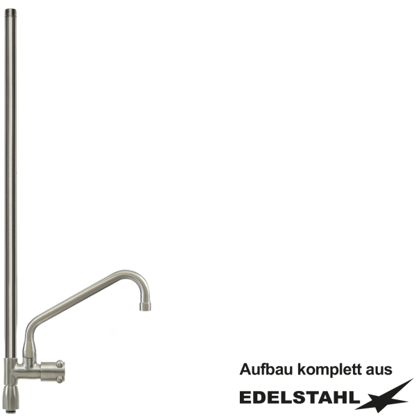 Standrohr-Baugruppe C mit Adapter, Ventil, Auslauf oben VA L300 mm
