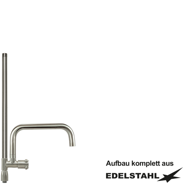 Standrohr-Baugruppe D mit Adapter, Ventil, Auslauf oben VA L300 mm