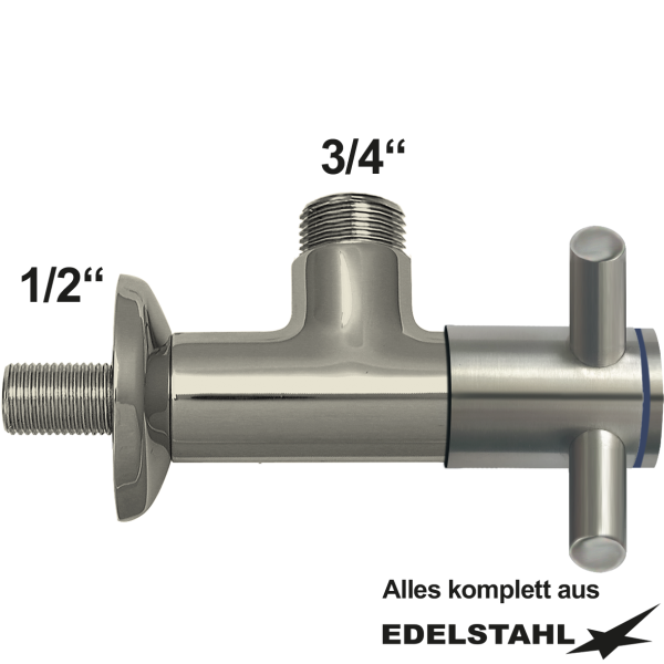 Eckventil 1/2" x 3/4" aus Edelstahl