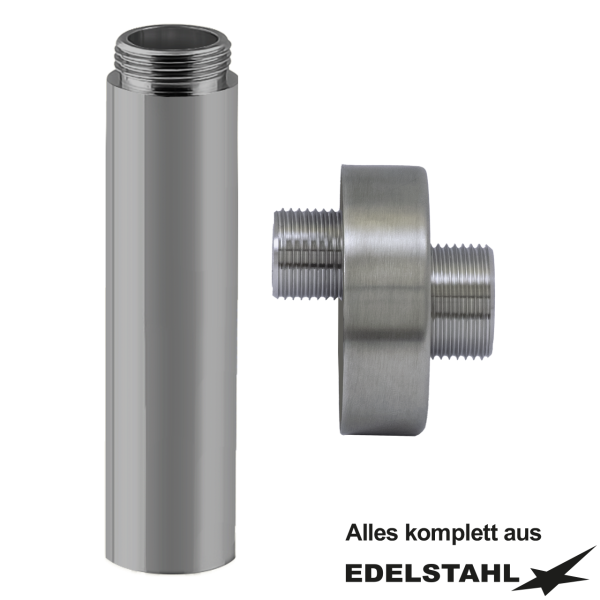 Set Wand-S-Anschluss 1/2" x 3/4" + Auslauf-Erhöhung 3/4" x 3/4" 80 mm IG x AG VA