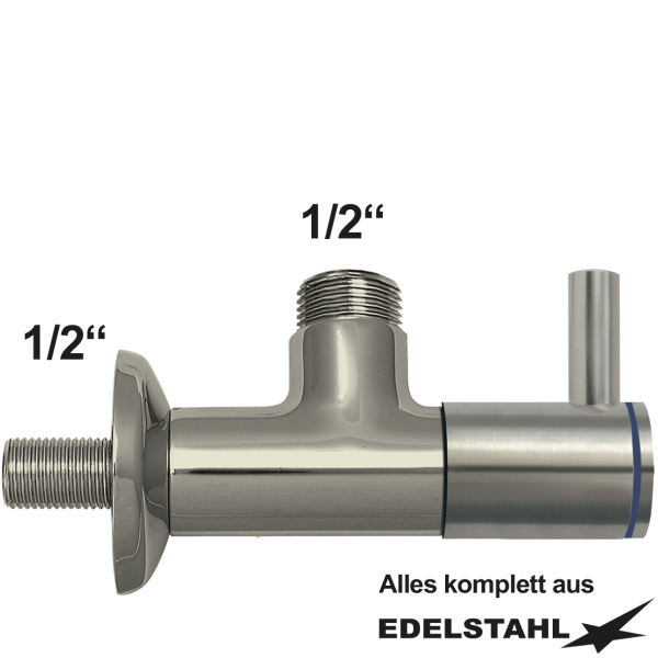 Eckventil 1/2" x 3/4" aus Edelstahl